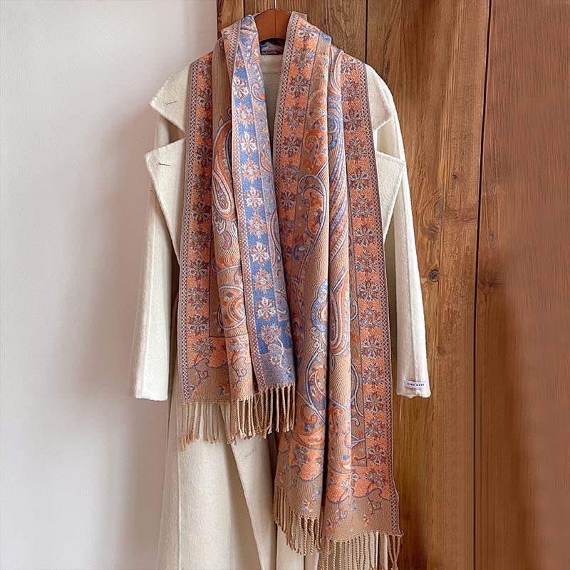 Buddha Stones Winter Pendeln Thermal Paisley Blumenmuster Quaste gemütlich Schal Schal - image 13