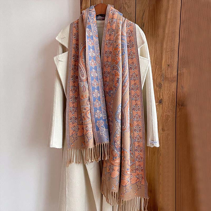 Buddha Stones Winter Pendeln Thermal Paisley Blumenmuster Quaste gemütlich Schal Schal - image 13