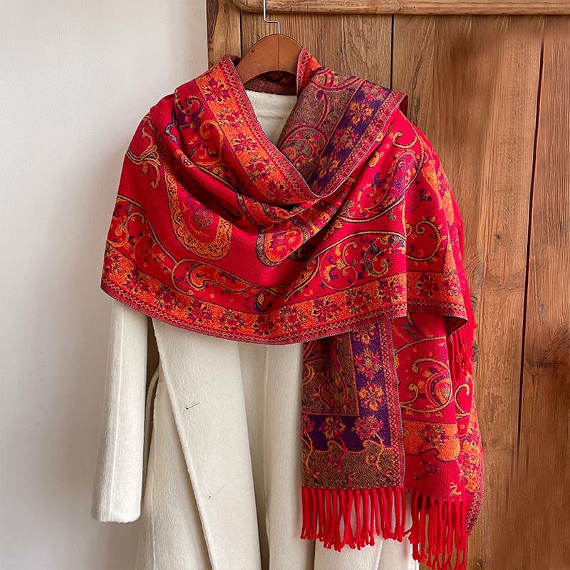 Buddha Stones Winter Pendeln Thermal Paisley Blumenmuster Quaste gemütlich Schal Schal - image 9