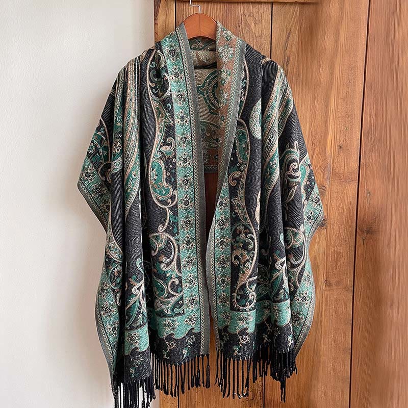 Buddha Stones Winter Pendeln Thermal Paisley Blumenmuster Quaste gemütlich Schal Schal - image 6