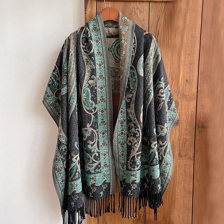 Buddha Stones Winter Pendeln Thermal Paisley Blumenmuster Quaste gemütlich Schal Schal - image 6