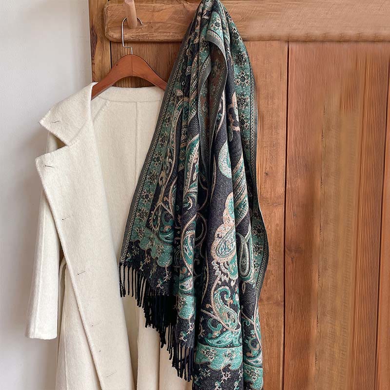Buddha Stones Winter Pendeln Thermal Paisley Blumenmuster Quaste gemütlich Schal Schal - image 7