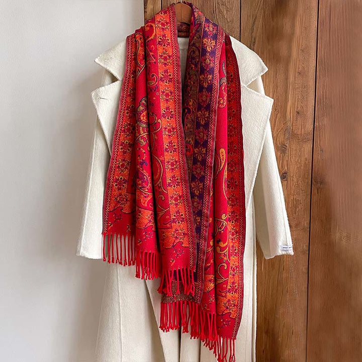 Buddha Stones Winter Pendeln Thermal Paisley Blumenmuster Quaste gemütlich Schal Schal - image 10