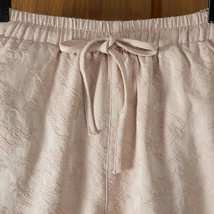 Buddha Stones Winter-Thermo-Jacquard-Blumenmuster Damen-Baumwollhose mit weitem Bein und Taschen - image 9