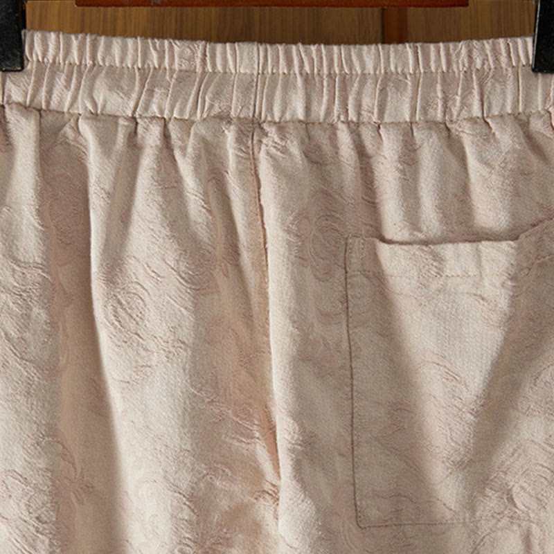 Buddha Stones Winter-Thermo-Jacquard-Blumenmuster Damen-Baumwollhose mit weitem Bein und Taschen - image 10