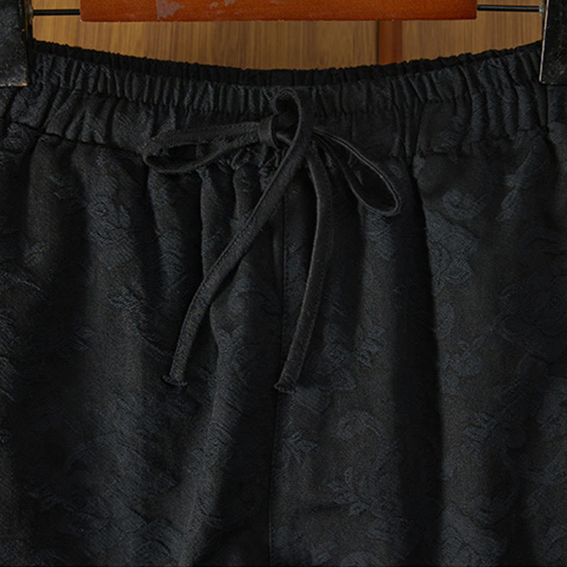 Buddha Stones Winter-Thermo-Jacquard-Blumenmuster Damen-Baumwollhose mit weitem Bein und Taschen - image 3