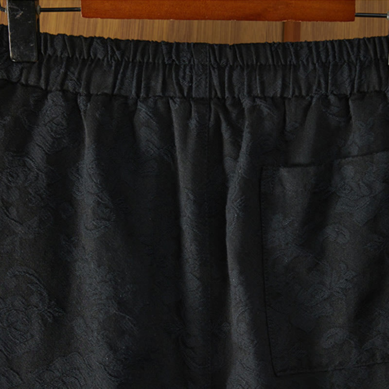 Buddha Stones Winter-Thermo-Jacquard-Blumenmuster Damen-Baumwollhose mit weitem Bein und Taschen - image 2