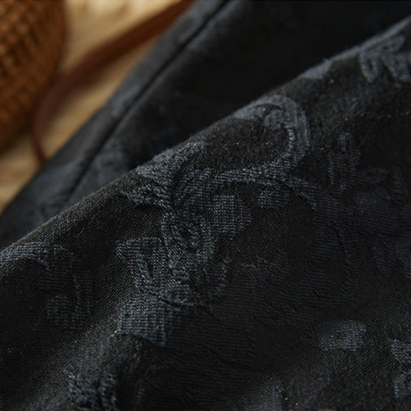 Buddha Stones Winter-Thermo-Jacquard-Blumenmuster Damen-Baumwollhose mit weitem Bein und Taschen - image 5