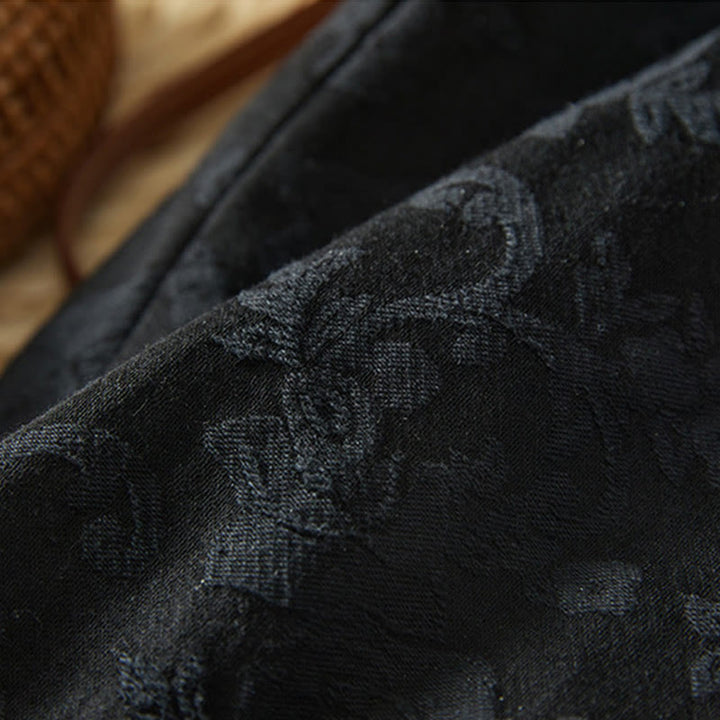 Buddha Stones Winter-Thermo-Jacquard-Blumenmuster Damen-Baumwollhose mit weitem Bein und Taschen - image 5