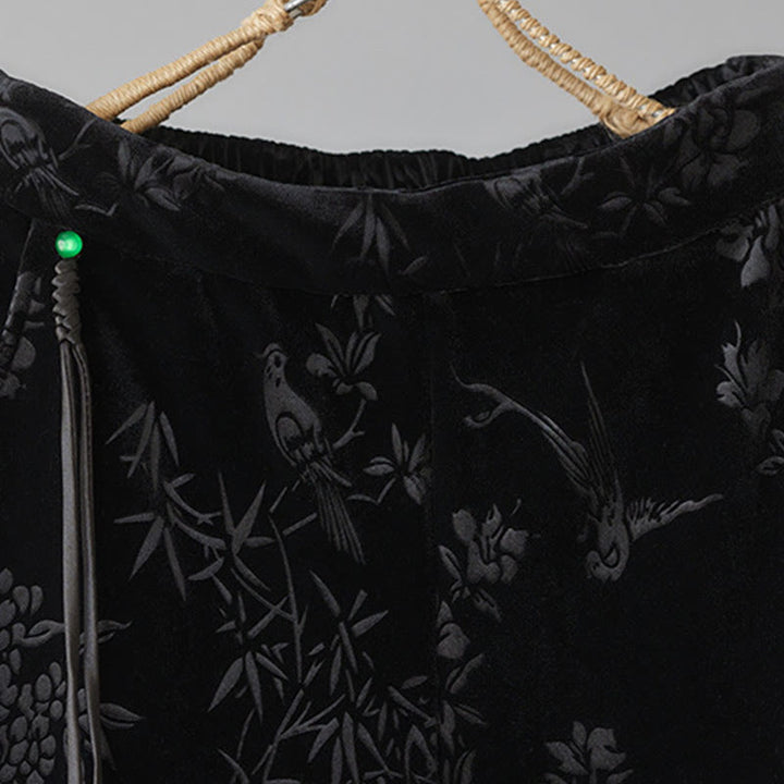 Buddha Stones Damen-Jacquardhose mit hoher Taille und weitem Bein, Baumwollfleece-Futter und Taschen - image 10
