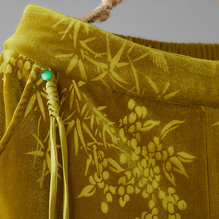 Buddha Stones Damen-Jacquardhose mit hoher Taille und weitem Bein, Baumwollfleece-Futter und Taschen - image 4