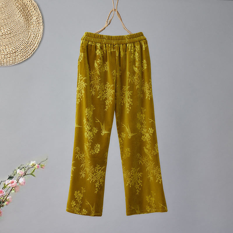 Buddha Stones Damen-Jacquardhose mit hoher Taille und weitem Bein, Baumwollfleece-Futter und Taschen - image 2