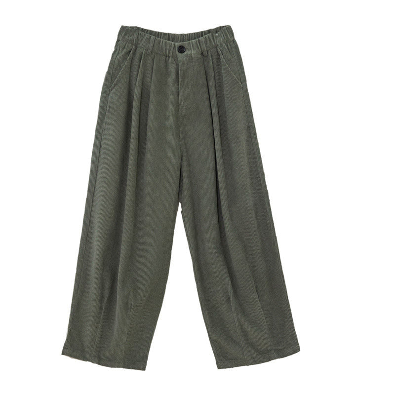 Buddha Stones Damen-Cordhose mit hoher Taille und Reißverschluss, weitem Bein und Taschen - image 1