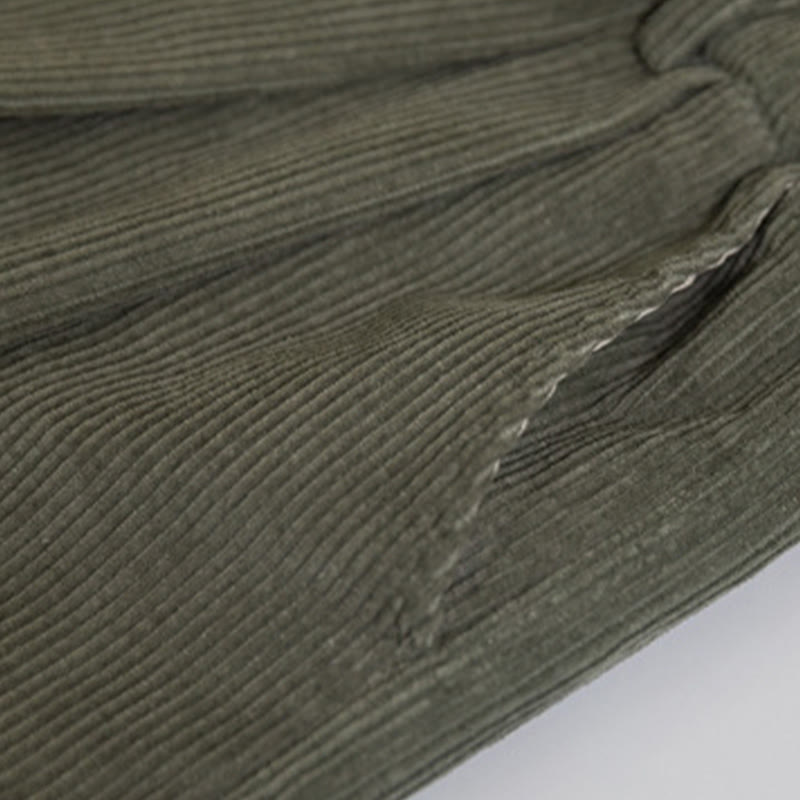 Buddha Stones Damen-Cordhose mit hoher Taille und Reißverschluss, weitem Bein und Taschen - image 13