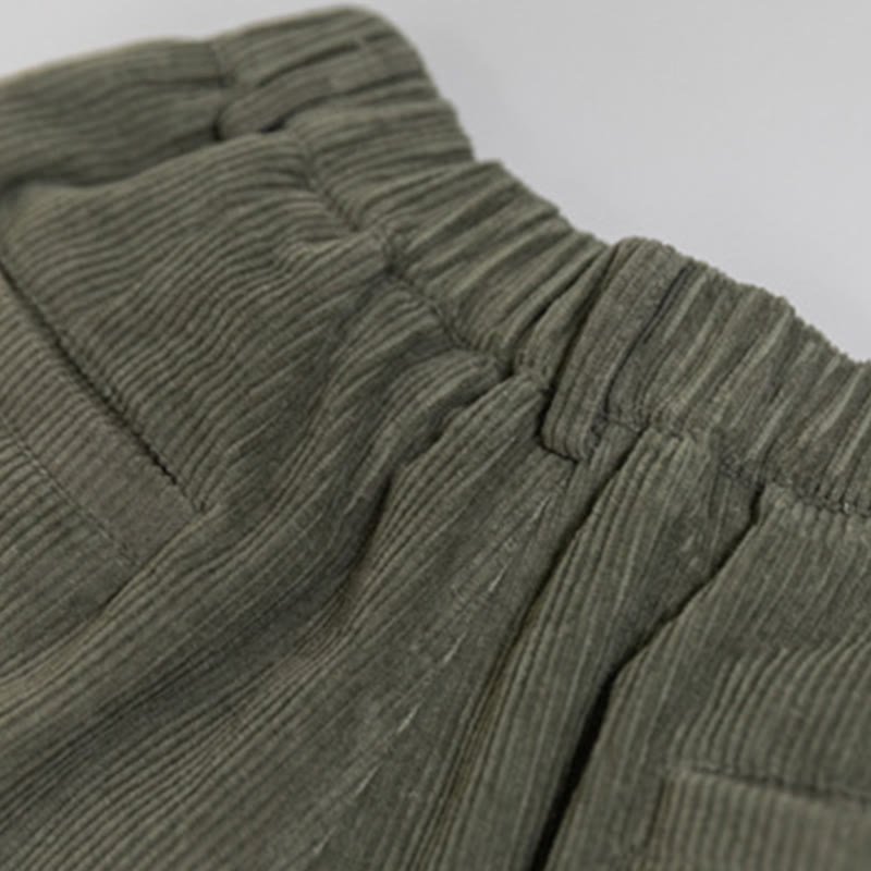 Buddha Stones Damen-Cordhose mit hoher Taille und Reißverschluss, weitem Bein und Taschen - image 12