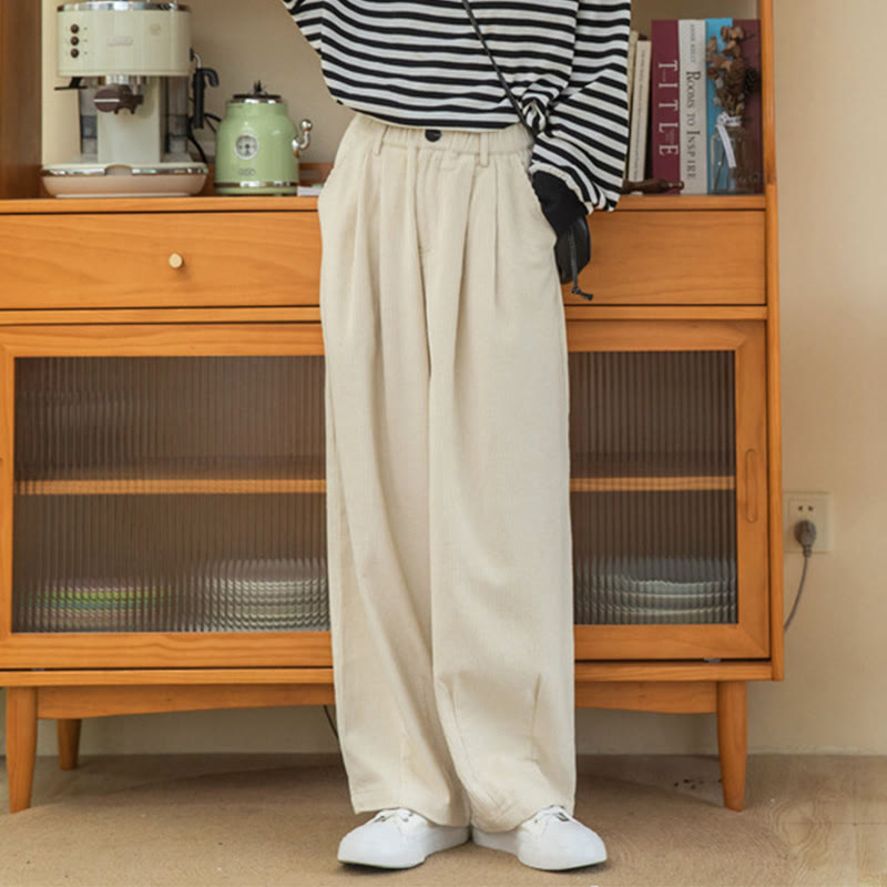 Buddha Stones Damen-Cordhose mit hoher Taille und Reißverschluss, weitem Bein und Taschen - image 22