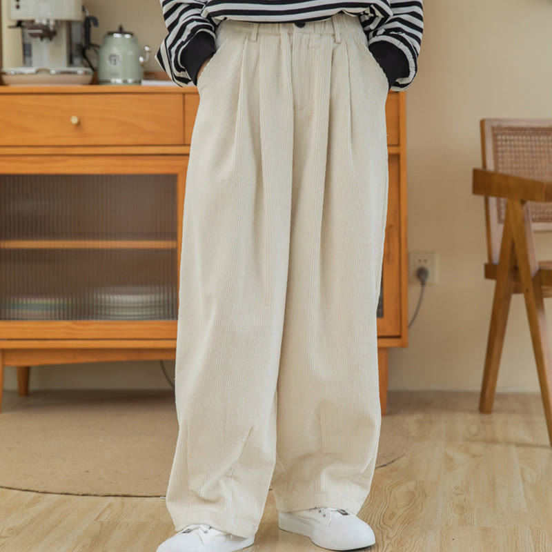 Buddha Stones Damen-Cordhose mit hoher Taille und Reißverschluss, weitem Bein und Taschen - image 18