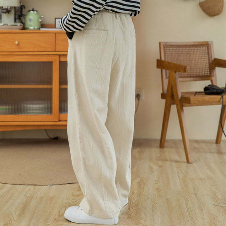 Buddha Stones Damen-Cordhose mit hoher Taille und Reißverschluss, weitem Bein und Taschen - image 20