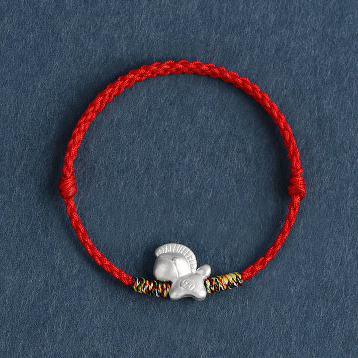 Buddha Stones Jahr des Pferdes 999 Sterling Silber Glücksschnur geflochtenes Armband Fußkettchen - Rotes Fußkettchen (Umfang 17–30 cm) - image 12