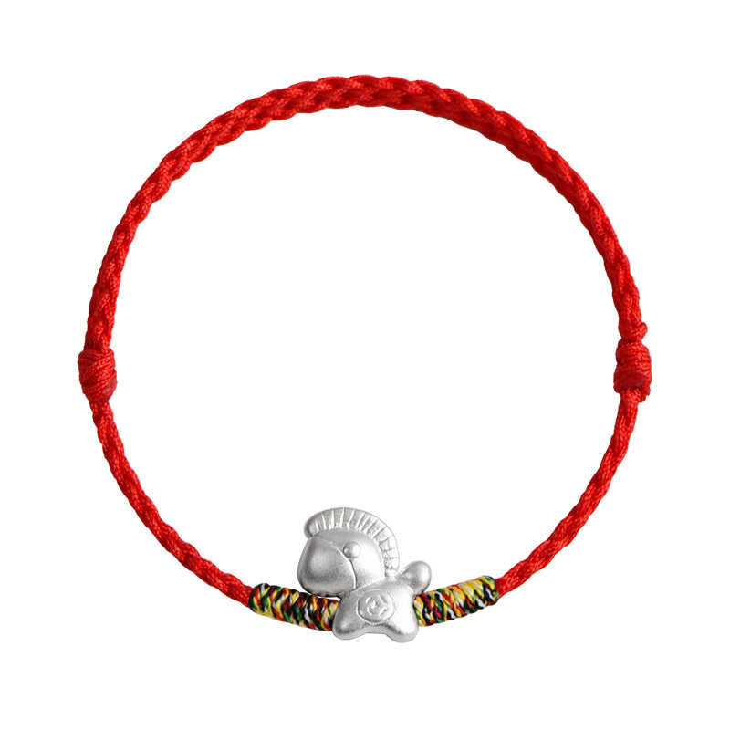 Buddha Stones Jahr des Pferdes 999 Sterling Silber Glücksschnur geflochtenes Armband Fußkettchen - image 17