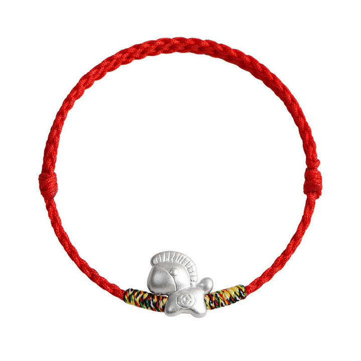 Buddha Stones Jahr des Pferdes 999 Sterling Silber Glücksschnur geflochtenes Armband Fußkettchen - image 17