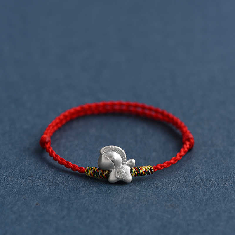 Buddha Stones Jahr des Pferdes 999 Sterling Silber Glücksschnur geflochtenes Armband Fußkettchen - image 2