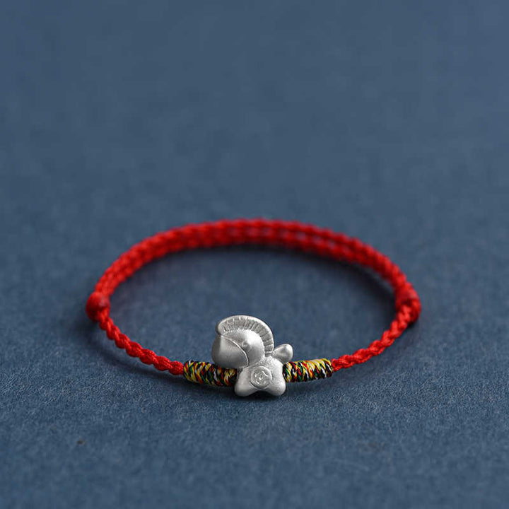 Buddha Stones Jahr des Pferdes 999 Sterling Silber Glücksschnur geflochtenes Armband Fußkettchen - image 2