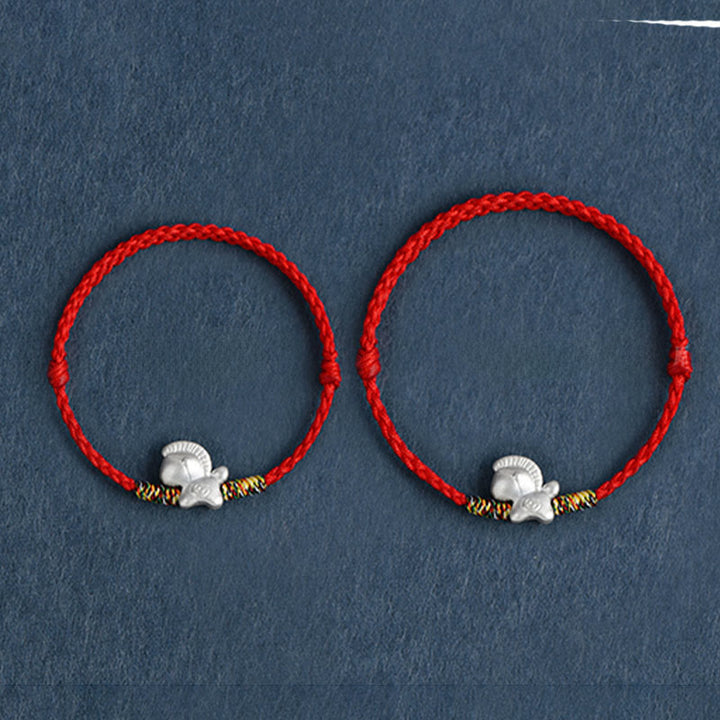 Buddha Stones Jahr des Pferdes 999 Sterling Silber Glücksschnur geflochtenes Armband Fußkettchen - image 16