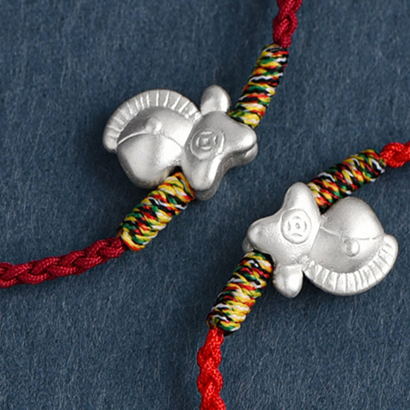 Buddha Stones Jahr des Pferdes 999 Sterling Silber Glücksschnur geflochtenes Armband Fußkettchen - image 5