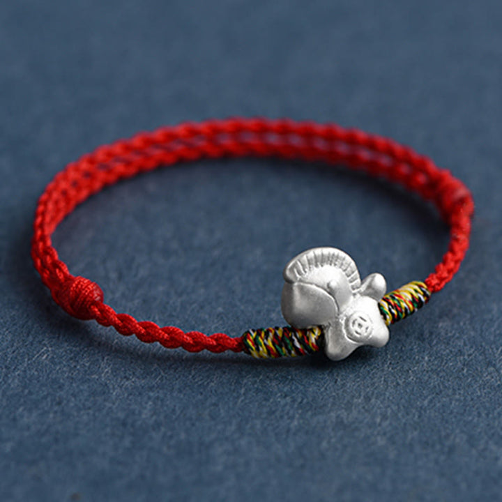 Buddha Stones Jahr des Pferdes 999 Sterling Silber Glücksschnur geflochtenes Armband Fußkettchen - image 13