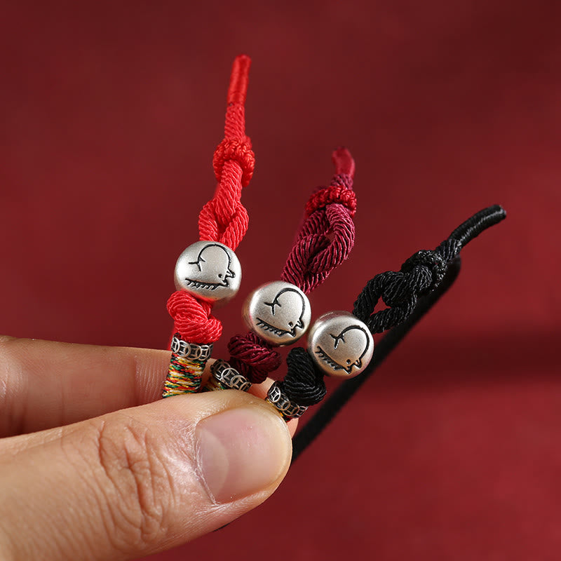 Buddha Stones Jahr des Pferdes 999 Sterling Silber Kupfermünzen Seil geflochtenes Schutzarmband - image 1