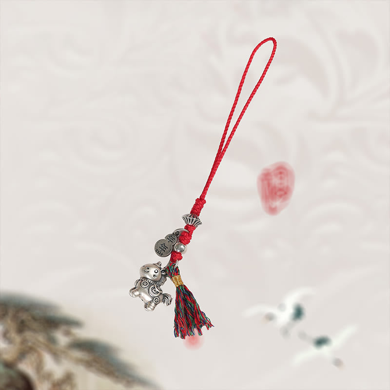 Buddha Stones, Jahr des Pferdes, 999 Sterlingsilber, Glücksbringer, Kupfermünzen, Handy-Dekoration zum Aufhängen - image 4