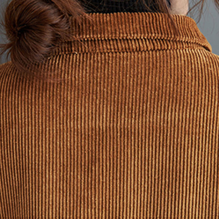 Buddha Stones Damenmantel mit schlichten Knöpfen, langärmlig, Baumwollcord, Fleecefutter und Taschen - image 22