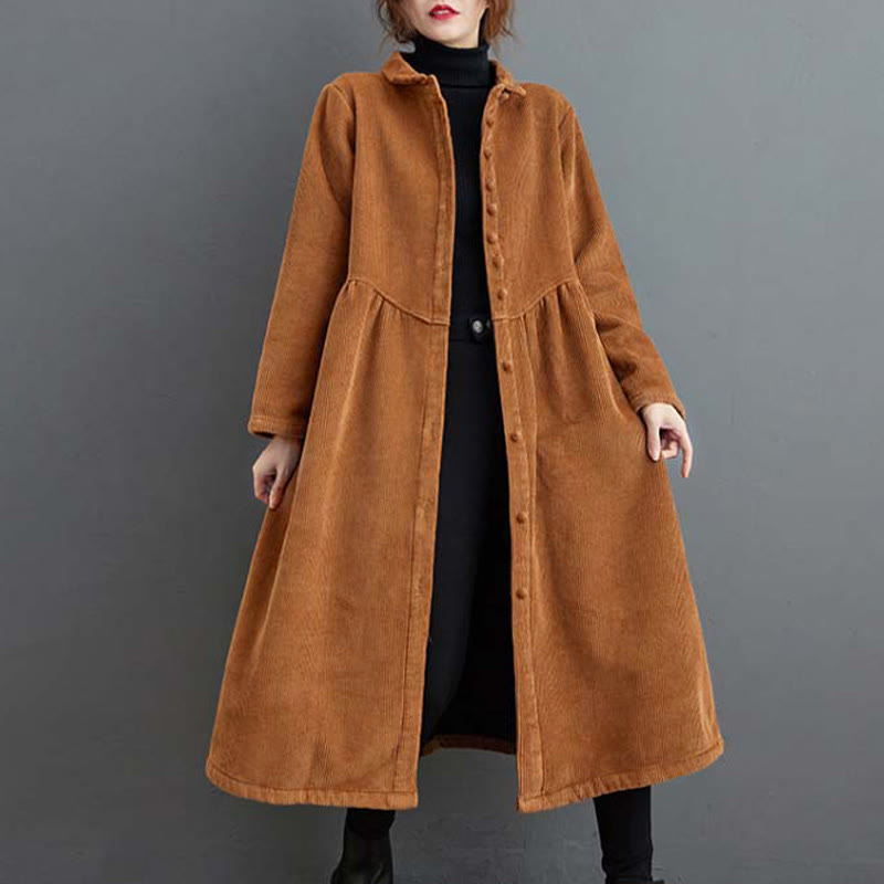 Buddha Stones Damenmantel mit schlichten Knöpfen, langärmlig, Baumwollcord, Fleecefutter und Taschen - Peru - US8-10, UK/AU12-14,EU40-42 (2XL) - image 16