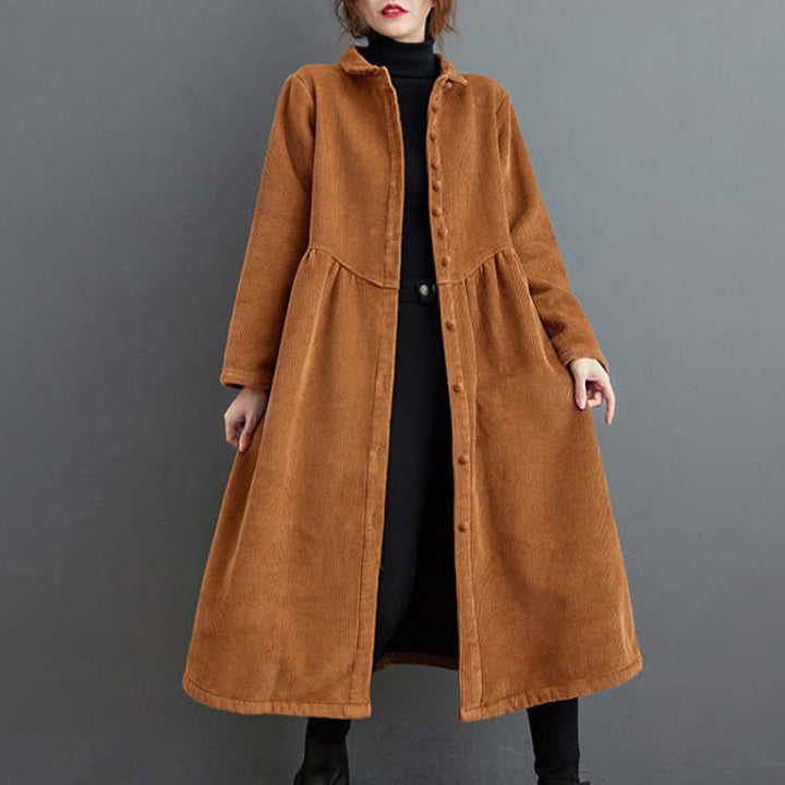 Buddha Stones Damenmantel mit schlichten Knöpfen, langärmlig, Baumwollcord, Fleecefutter und Taschen - Peru - US8-10, UK/AU12-14,EU40-42 (2XL) - image 16