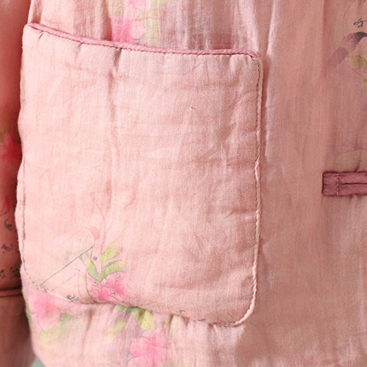 Langärmlige, baumwollgefütterte Damenjacke mit Buddha Stones -Aufdruck und Taschen - image 7