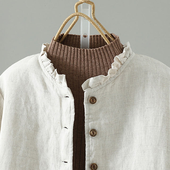 Buddha Stones Casual Buttons Damen Langarm-Baumwolljacke mit Taschen - image 2