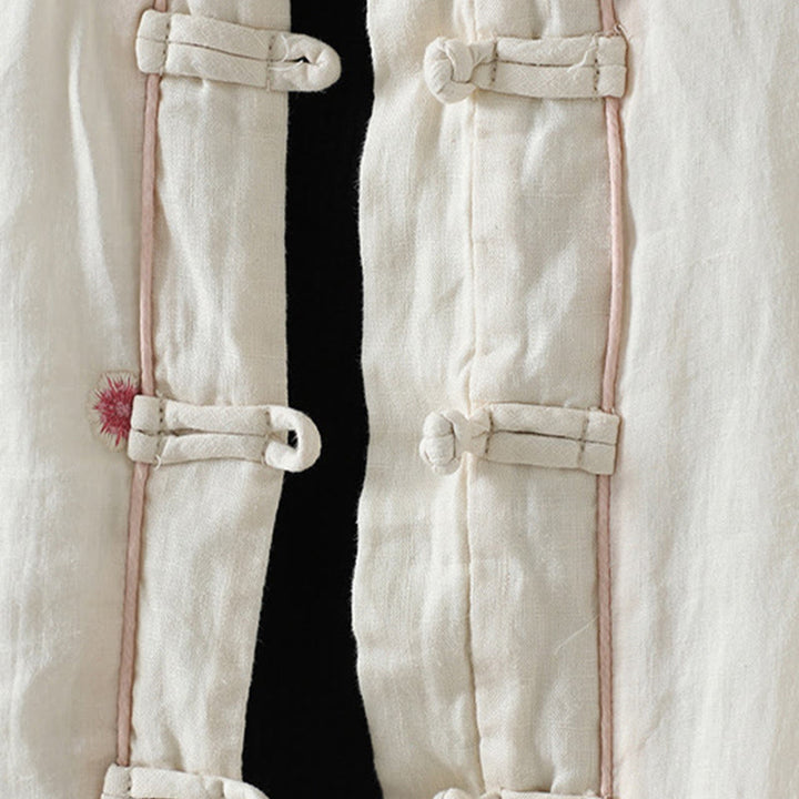 Buddha Stones Flower Embroidery Damen Langarm-Baumwolljacke mit Taschen - image 8