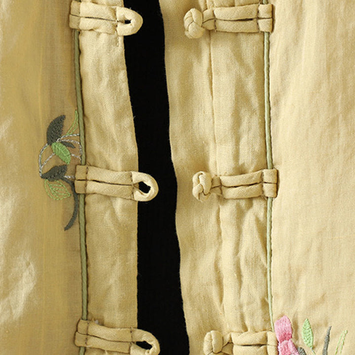 Buddha Stones Flower Embroidery Damen Langarm-Baumwolljacke mit Taschen - image 14