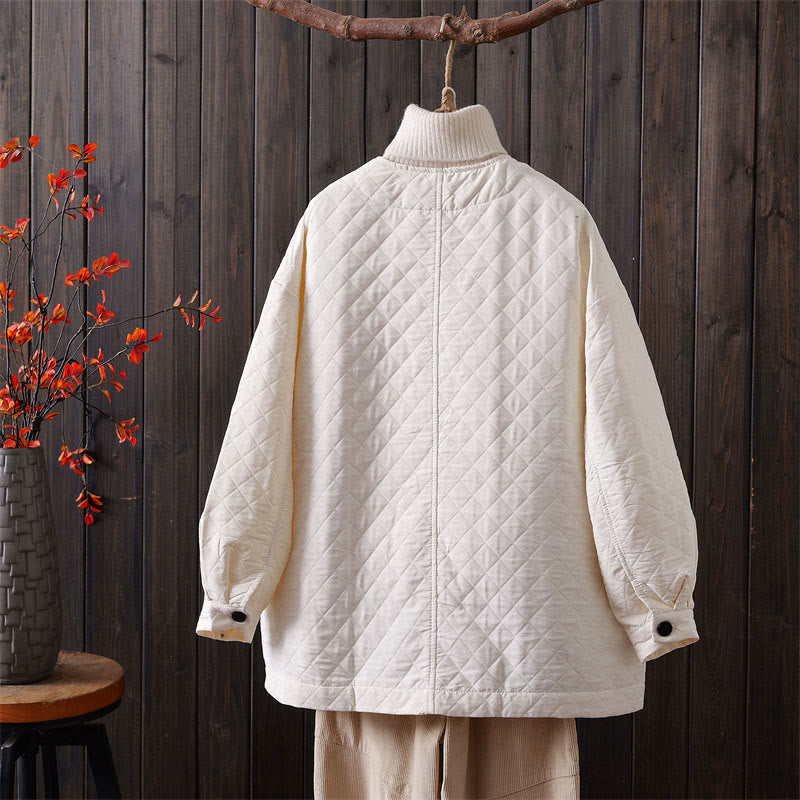 Buddha Stones Lässige, einfarbige Damen-Langarm-Baumwolljacke mit Taschen - image 3