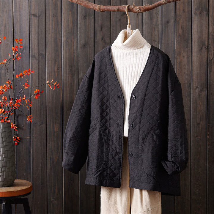 Buddha Stones Lässige, einfarbige Damen-Langarm-Baumwolljacke mit Taschen - Schwarz - US12, UK/AU16,EU44 (2XL) - image 11