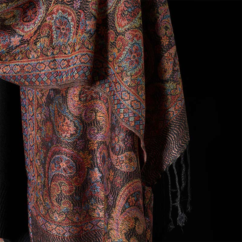 Buddha Stones Frühling Lila Cashew Blumenmuster Quaste Weicher Schal Schal - image 5