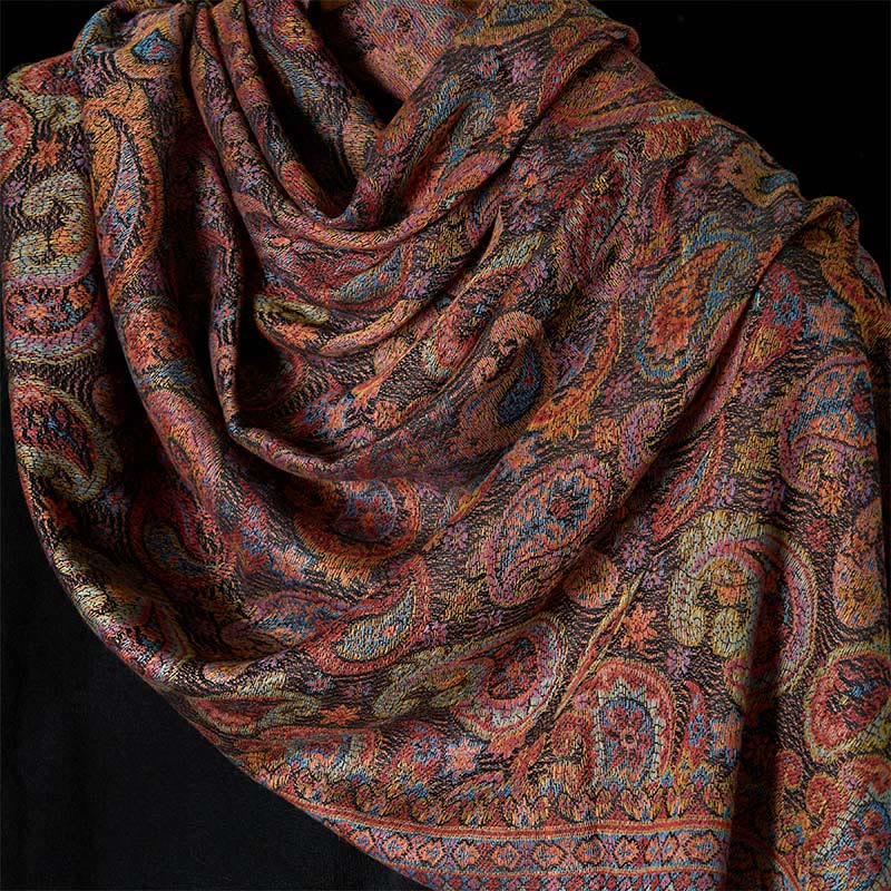 Buddha Stones Frühling Lila Cashew Blumenmuster Quaste Weicher Schal Schal - image 4