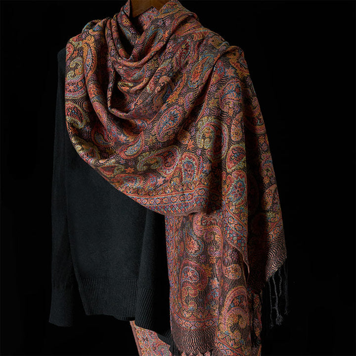 Buddha Stones Frühling Lila Cashew Blumenmuster Quaste Weicher Schal Schal - image 3