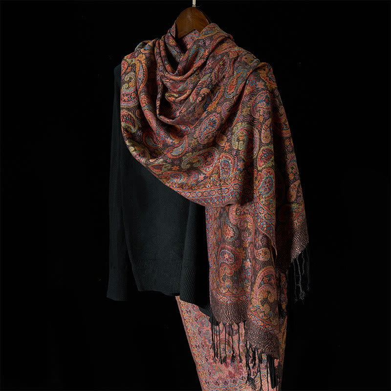 Buddha Stones Frühling Lila Cashew Blumenmuster Quaste Weicher Schal Schal - image 2