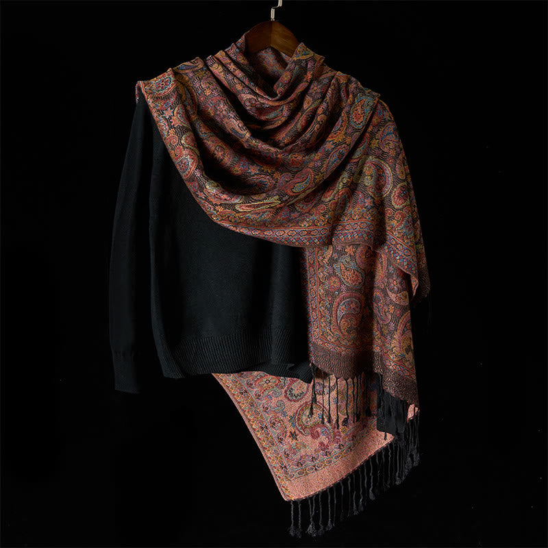 Buddha Stones Frühling Lila Cashew Blumenmuster Quaste Weicher Schal Schal - image 1