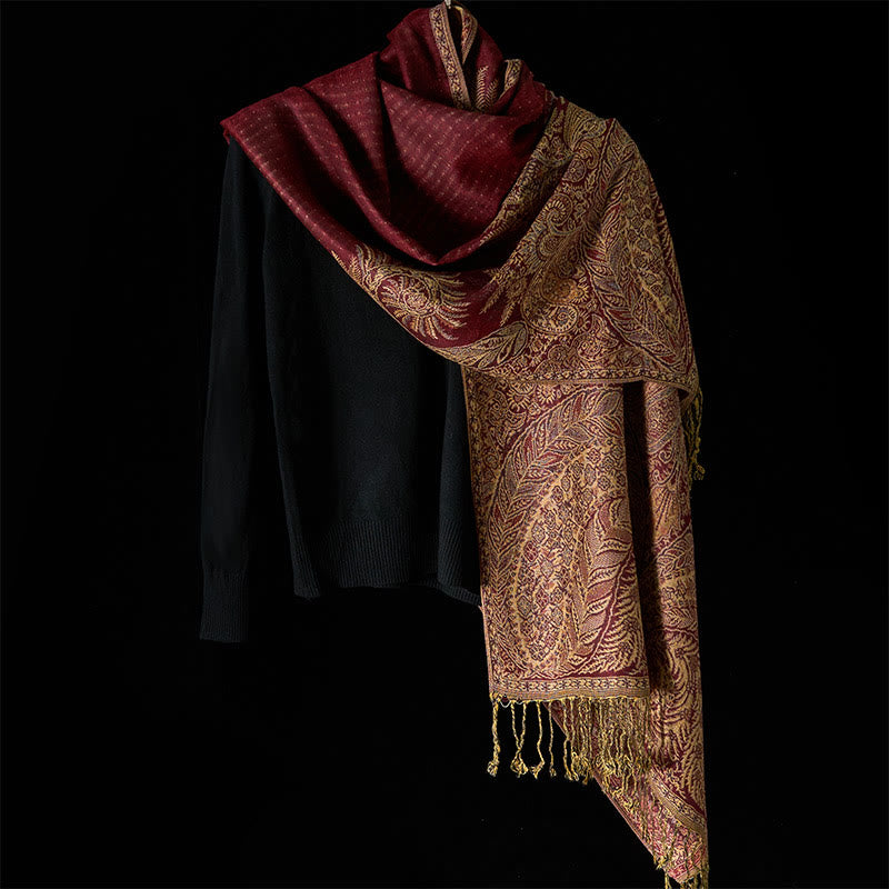 Buddha Stones Frühling Lange Blätter Blumen Muster Quaste Weicher Schal Schal - image 13