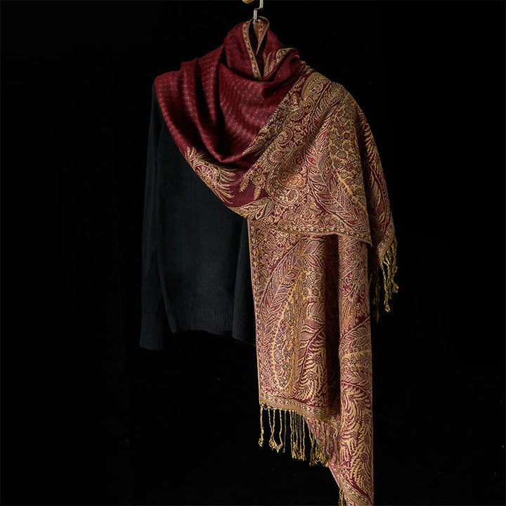 Buddha Stones Frühling Lange Blätter Blumen Muster Quaste Weicher Schal Schal - image 14