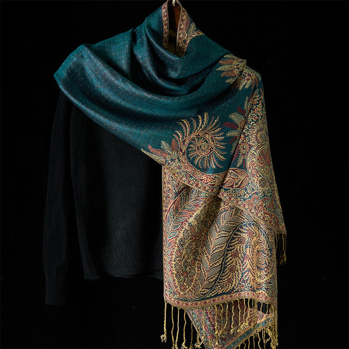 Buddha Stones Frühling Lange Blätter Blumen Muster Quaste Weicher Schal Schal - image 1