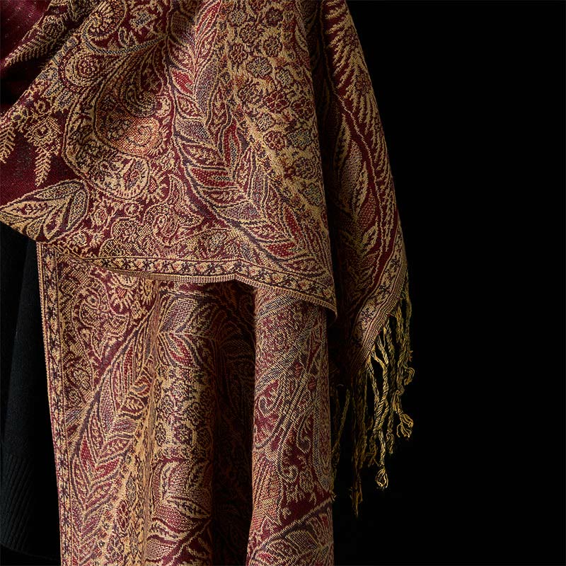 Buddha Stones Frühling Lange Blätter Blumen Muster Quaste Weicher Schal Schal - image 16